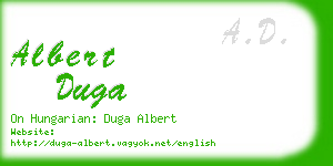 albert duga business card